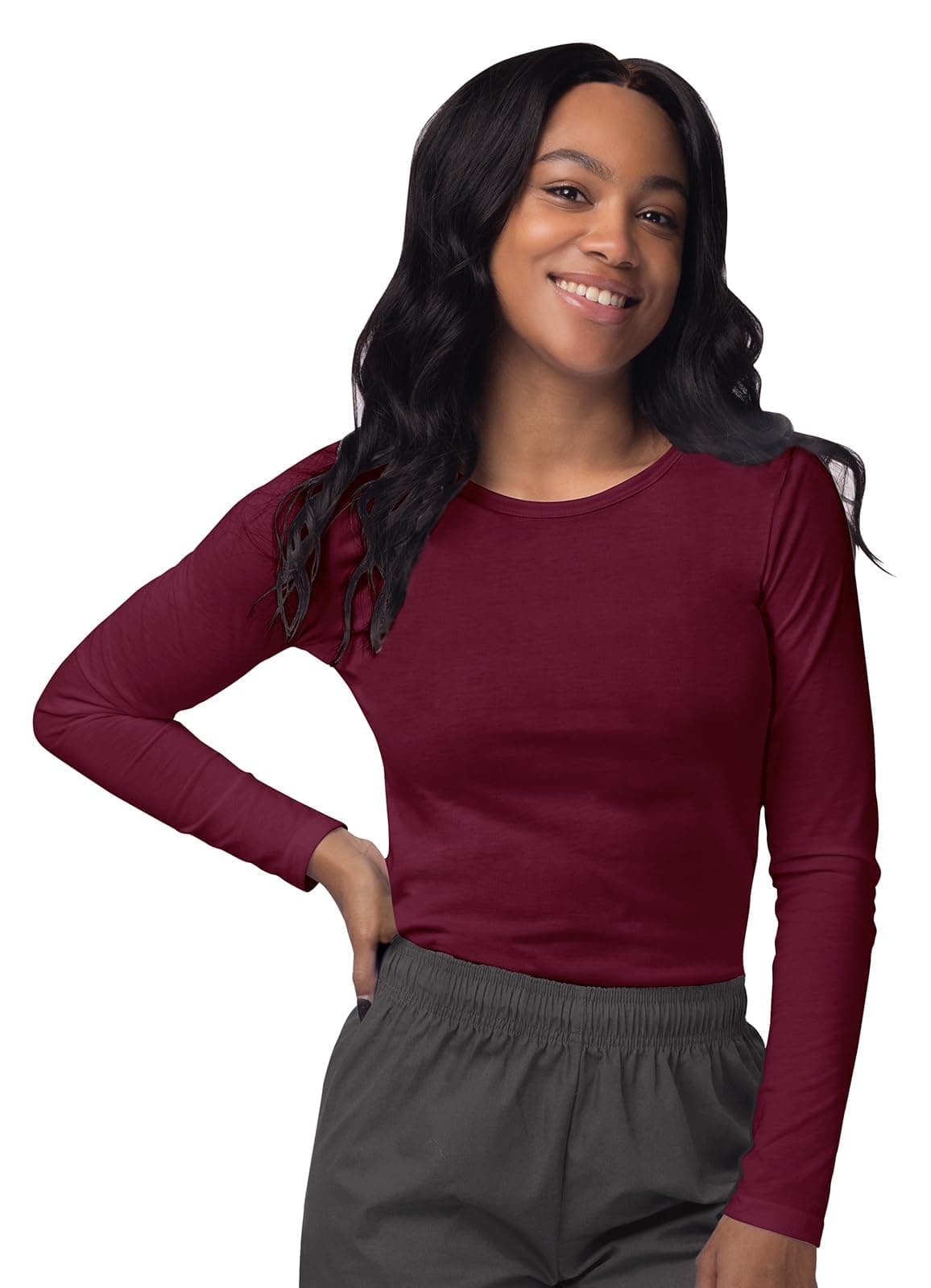 Sivvan Scrubs for Women - Long Sleeve Comfort Underscrub Tee - S8500 - Burgundy - XL