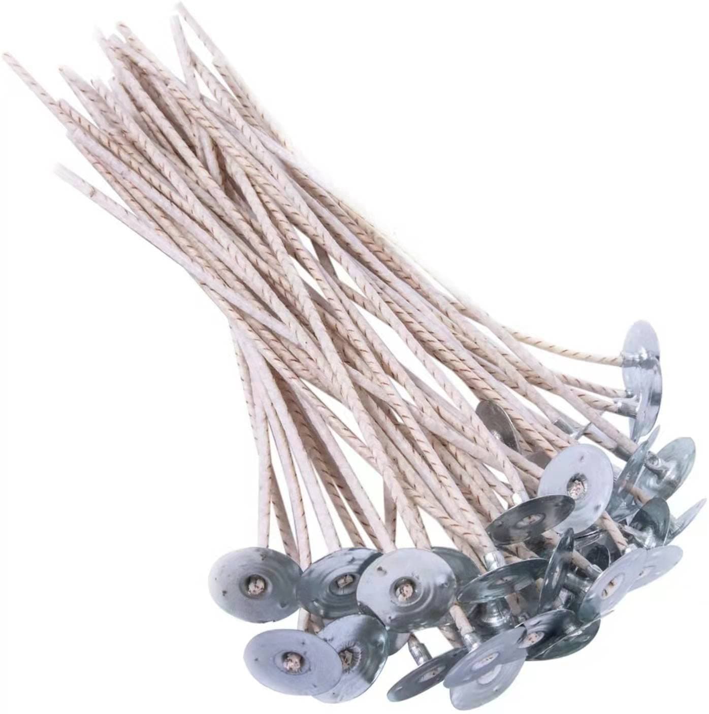 100pcs ECO Wicks for Soy Candles 6 inch PreWaxed Candle Wick for Candle MakingThick Candle Wick with Base