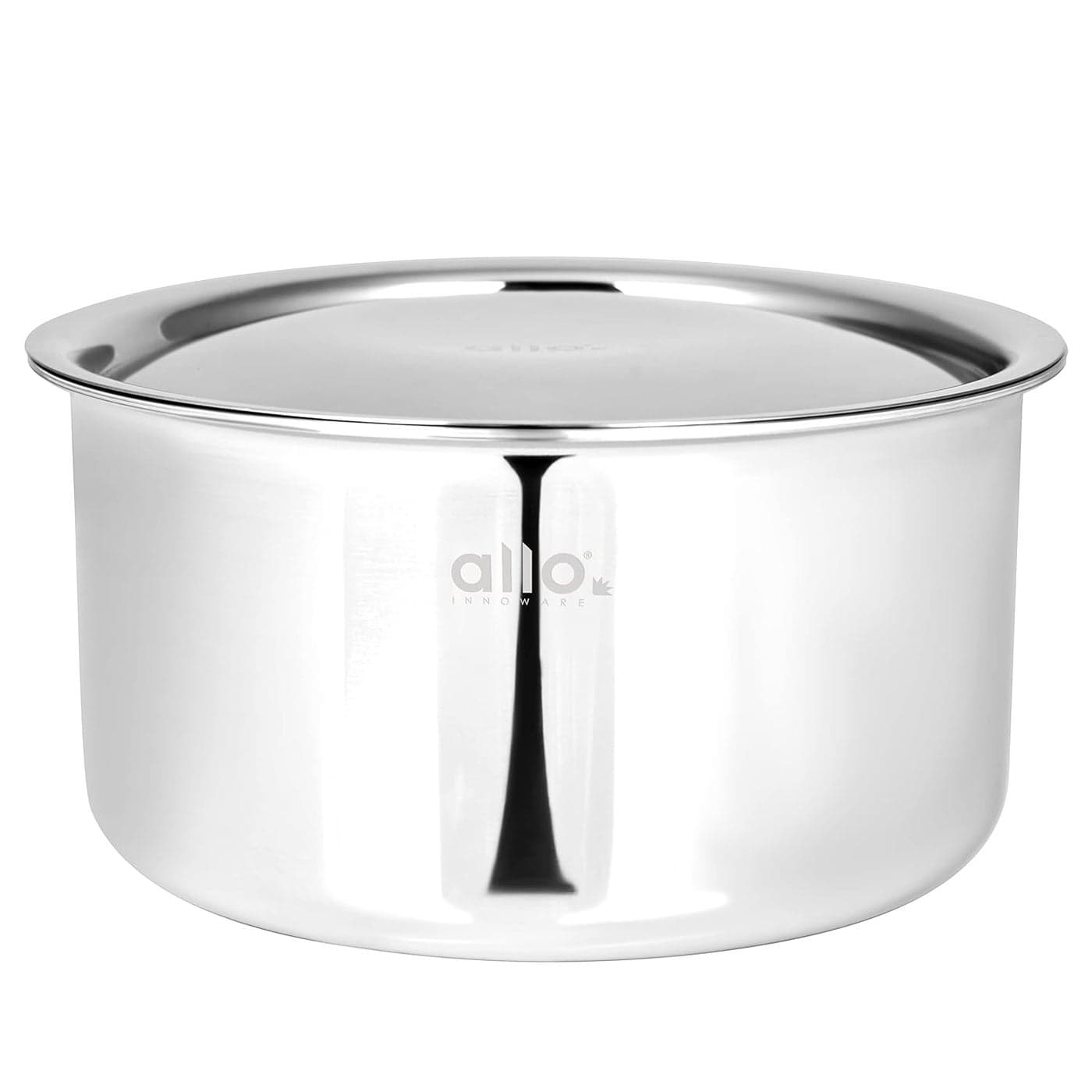 Allo Stainless Steel Triply Tope with LidPatilaBhagona for GrainsSoupsCanningDessertsBroth Boiling Tope Induction Gas Base MultiPurpose Steel 10 Years Warranty 18cm 27 litres