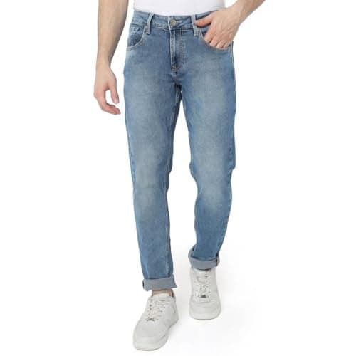 Spykar Men's Skinny Fit Low-Rise Casual Jeans Light Blue