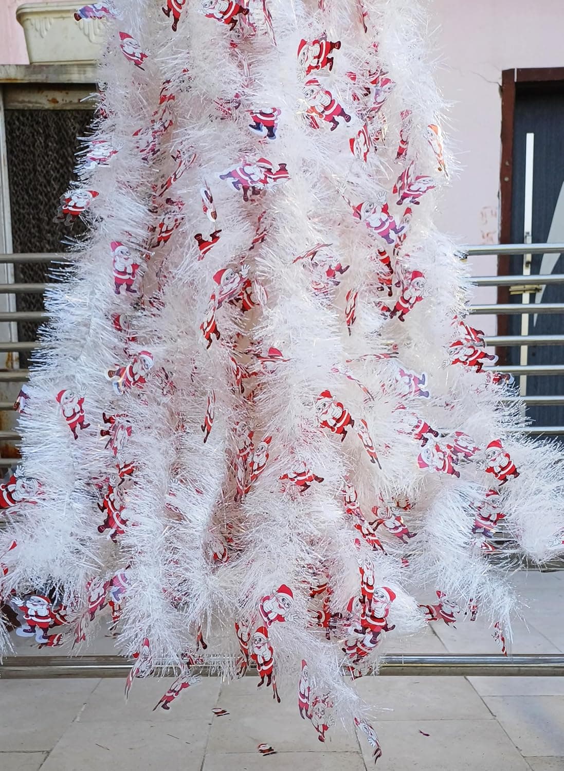 Forty Wings 5 Pcs Santa Claus White Tinsel Christmas Garlands Strings Streamers Christmas Decoration Item Christmas Xmas Decoration Ornaments Garland Wreath Decoration Christmas New Year Decoration