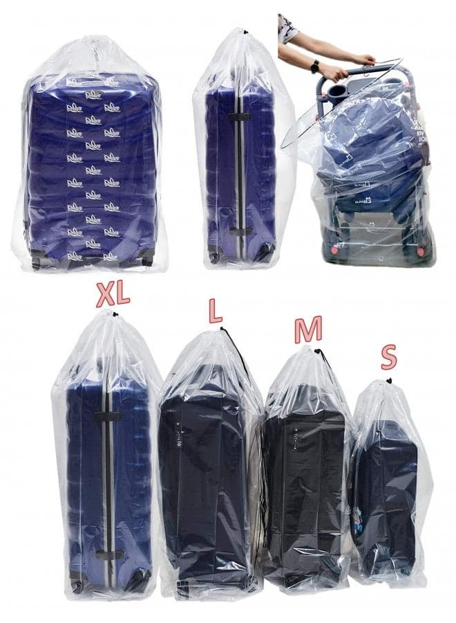Dust Cover Big Plastic Drawstring Bags Multi-Purpose for Storage and Keeping Luggage, Big Dolls, Blankets, Pillows, Suitcase Good for Household Organizing Reusable Set of 4 bags Size S, M, L, XL