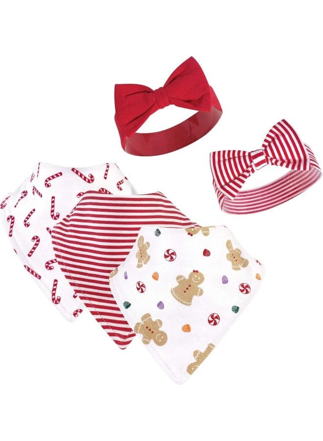 Hudson Baby Unisex BabyCotton Bib and Headband or Caps Set