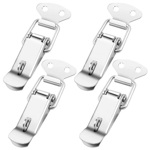 4pcs Spring Loaded Toggle Latch Lock Stainless Steel Heavy Duty Toggle Latch Hasp Clamps Lockable Pull Latch Buckle Hardware for Door Smoker Cabinet Box Case Trunk Drawer Jig