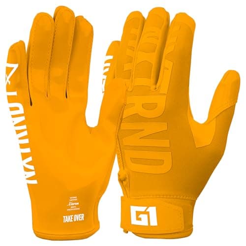 Nxtrnd G1 Youth Football Gloves, Kids Sticky Receiver Gloves (Yellow, Youth Medium)