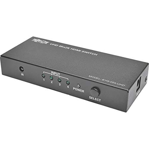 Tripp Lite 4-Port HDMI Switch for Video and Audio, 4K x 2K UHD @ 60 Hz (HDMI F/4xF) with Remote Control (B119-004-UHD),BLACK