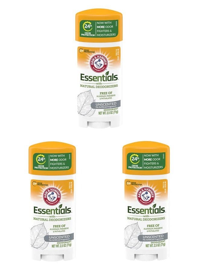 Deodorant 2.5 Ounce Essentials Unscented (73ml) (3 Pack)
