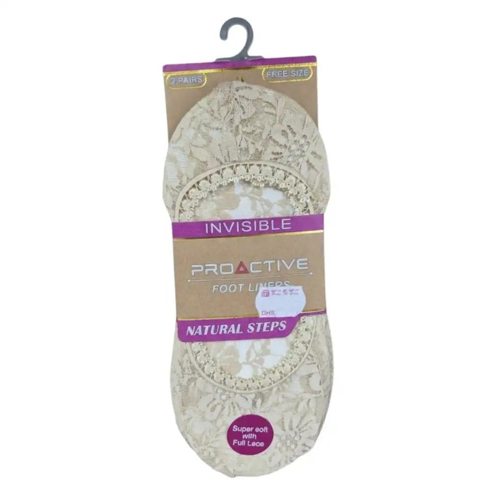 Proactive Ladies Invisible Liner Floral Lace Socks Free Size- 2 Pairs