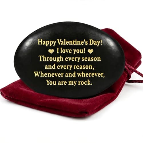 Sundrence Valentines Day Gifts for Him and Her - You are My Rock Engraved Gifts for Boyfriend, Girfriend, Husband, Wife, Men, Women - Polished Black Pebble Regalos para el 14 de febrero para Hombre