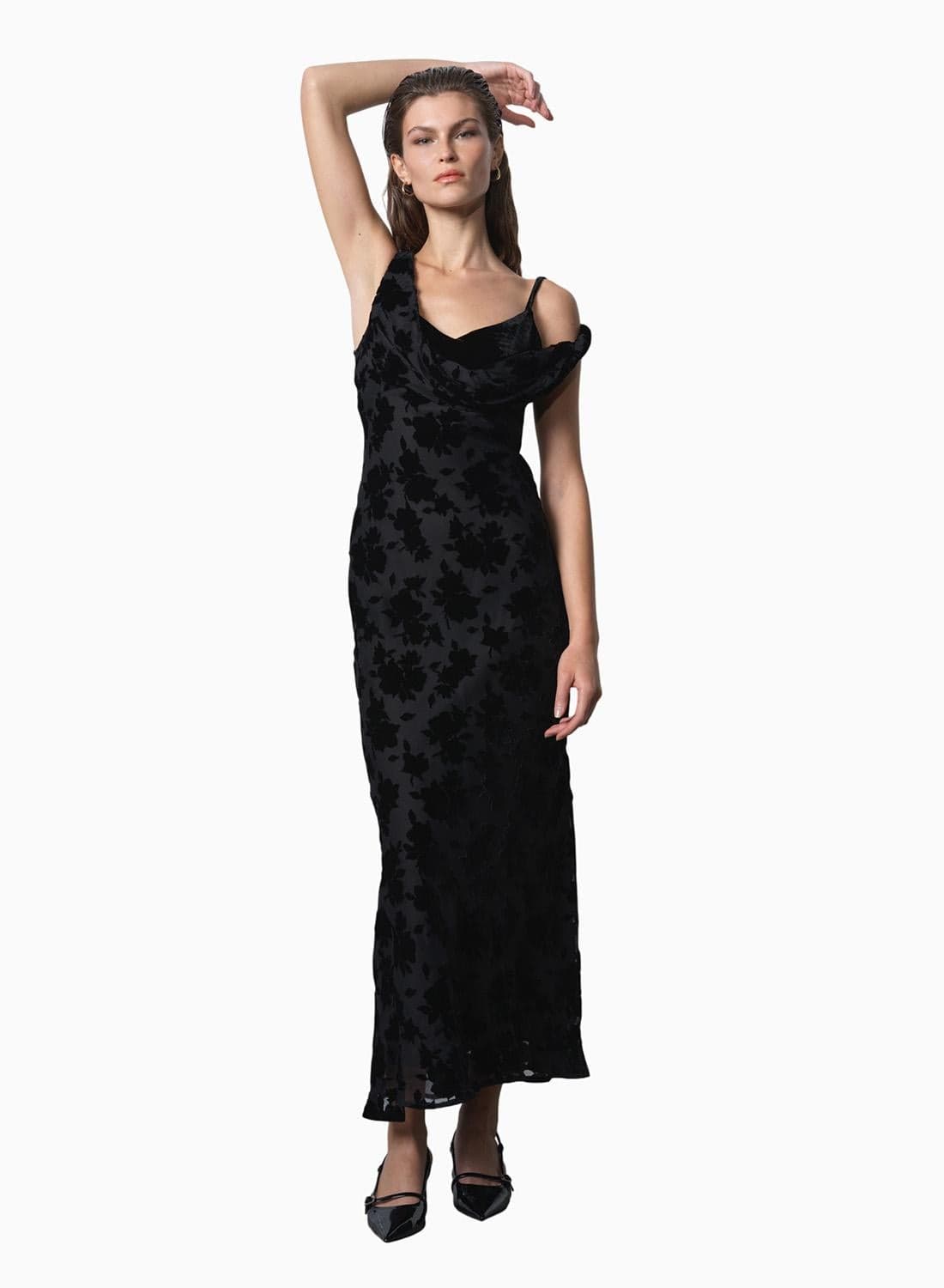 Kara Burnout Twisted Midi Dress