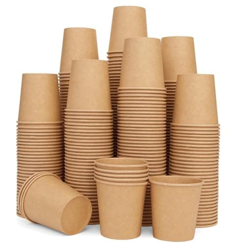 Vumdua 300 Pcs 6 oz Kraft Paper Cups - Disposable Paper Cups Hot Cold Beverage Drinking Cup for Coffee, Water, Tea, Juice, Espresso & Cortado