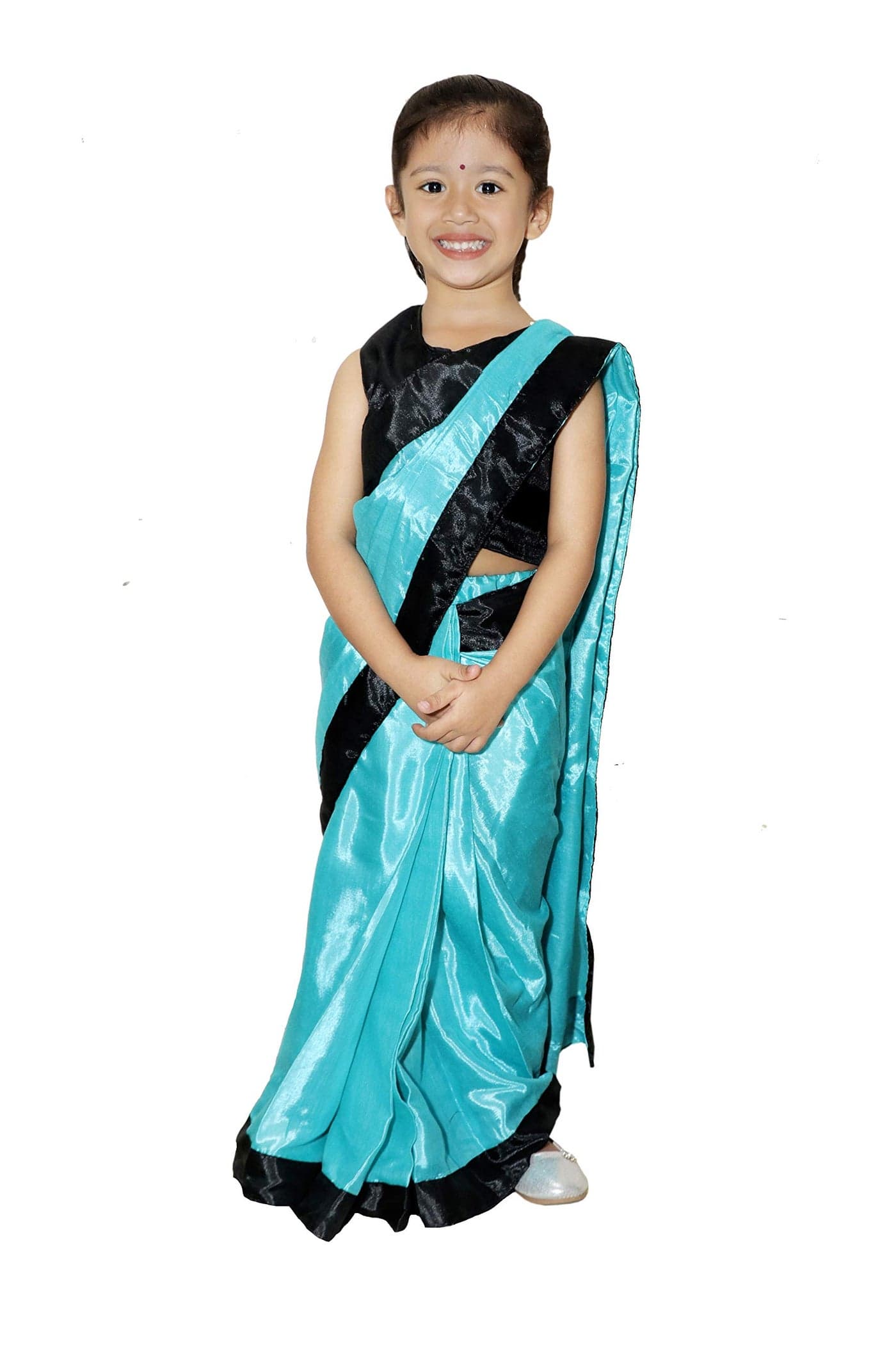 Raj Costume Kids Teacher Saree Costume (RJC_Teacher, Sky Blue, 8-10 Years)