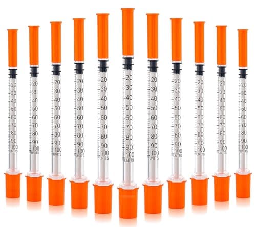 JIBENGAO U-100 Syringe with Needle 31Ga 1cc 5/16"(8mm)- Pack of 100 Pcs