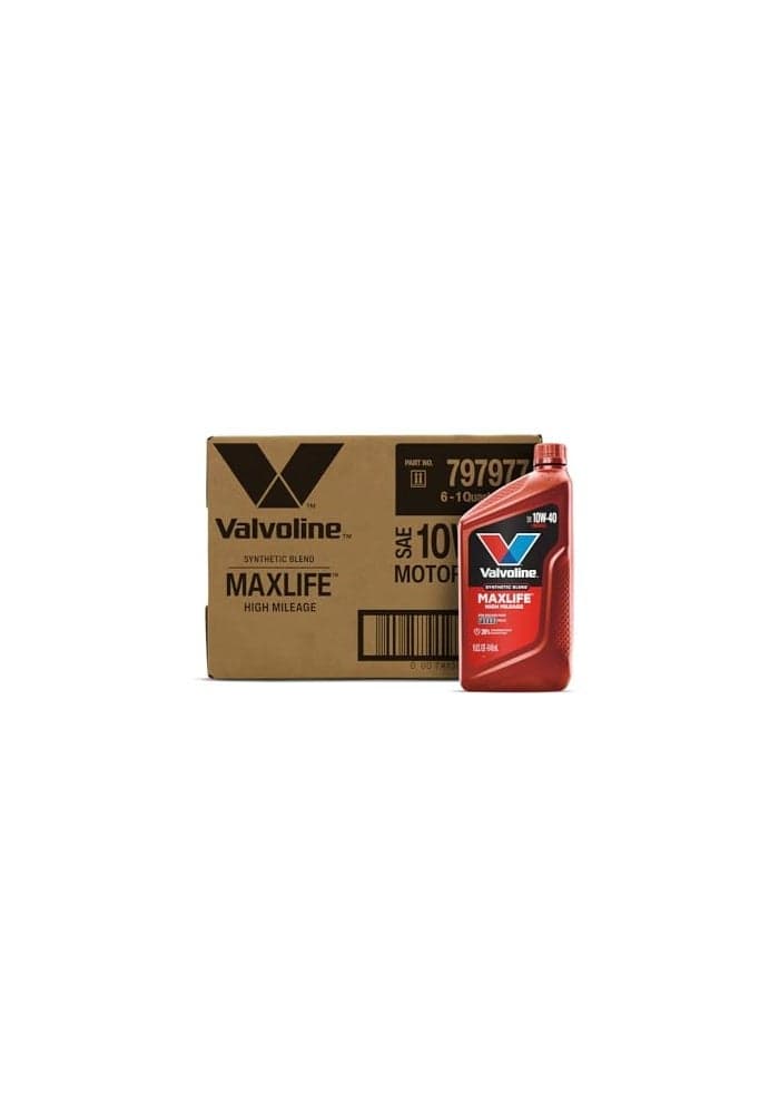 Valvoline High Mileage with MaxLife Technology SAE 10W40 Synthetic Blend Motor Oil 1 QT Case of 6
