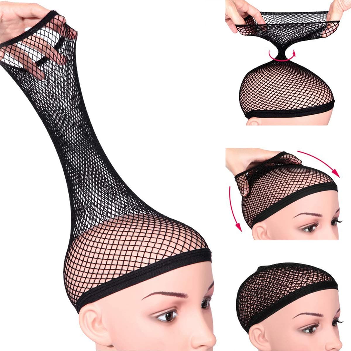 Dreamlover Black Wig Cap for Women Lace Front Mesh Wig Cap for Long Hair 2 Pieces