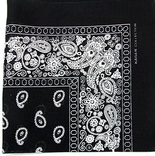 Kaiser Novelty Bandanas Paisley Cotton Bandanas (Black 22 X 22 in)
