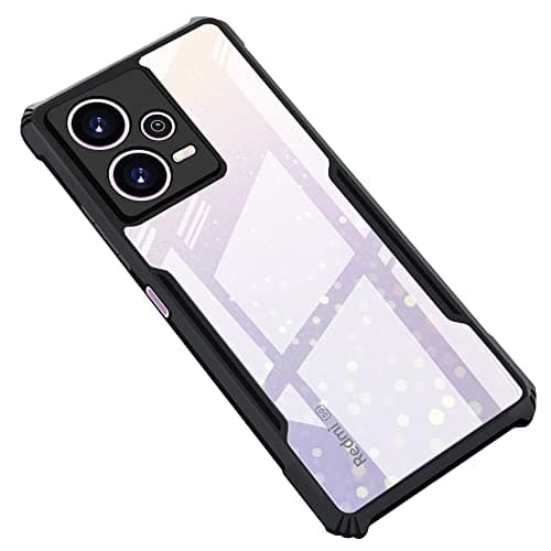 CEDO Backcover for Redmi Note 12 Pro+ Plus (5G) | Camera Protection Shockproof Bumper-Edge | Acrylic Crystal Clear 360 Degree Protection TPU+PC | Transparent Eagle Back Case Cover (Black)