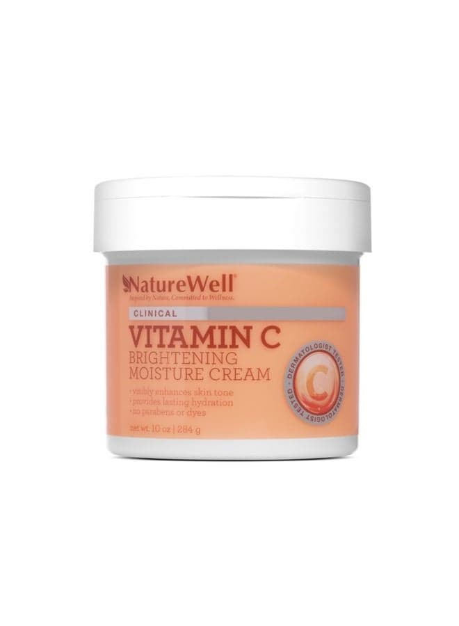 Clinical Vitamin C Brightening Moisture Cream for Face & Body, AntiAging Skincare, Firming, Nourishing Hydration, Reduces Discoloration, Improve Overall Tone & Texture, 2 Pack - 10 Oz Each