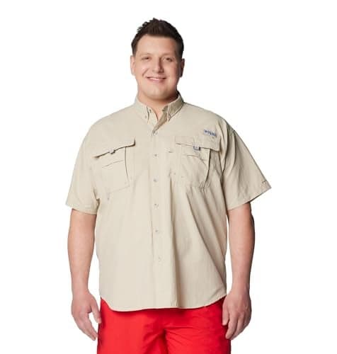 Columbia Mens PFG Bahama II Short Sleeve Fishing Shirt Fossil Small
