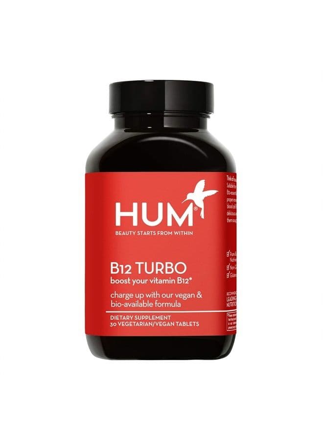 B12 Turbo - Daily Energy & Calcium Support - Vitamin B Complex for Mood Support + Hormone Balance - Non-GMO, Gluten-Free, Vegan (30 Tablets)