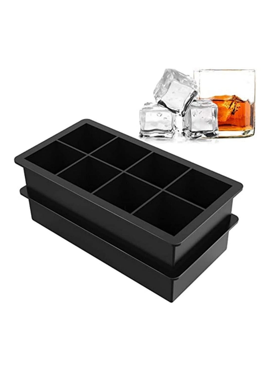 2pcs 8 Grid Big Ice Tray Mold Giant Jumbo Large Food Grade Silicone Ice Cube Square Tray Mold DIY Ice Maker Ice Cube Tray