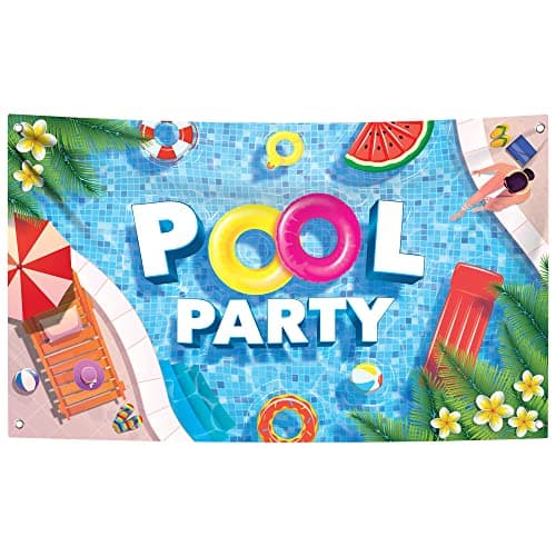 KatchOn, XtraLarge Pool Party Backdrop - 72x44 Inch | Pool Party Banner for Pool Party Decorations | Summer Backdrop for Summer Party Decorations | Pool Party Birthday Decorations, Pool Party Sign