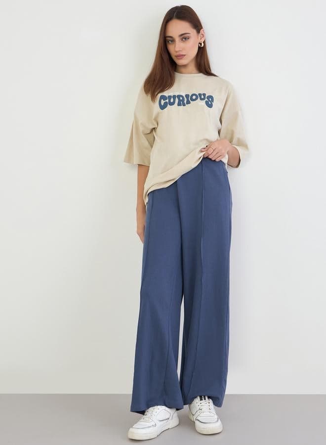 Women Blue Wide Leg Joggers