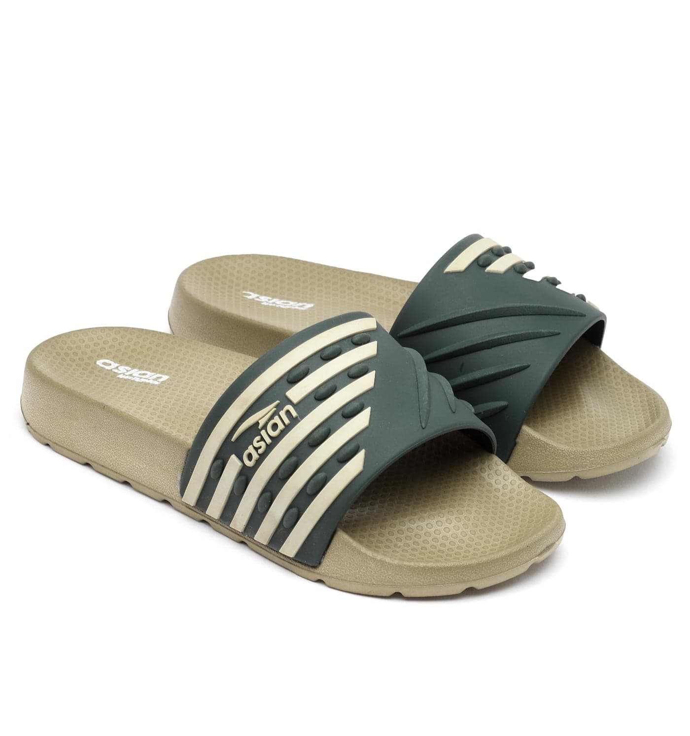 ASIAN Kids SLIDER-32 Daily use Casual Walking Sliders and Slippers Lightweight & Stylish Flip-Flops for Men & Boys,UK 7 Olive (OLIVE)-UK 7