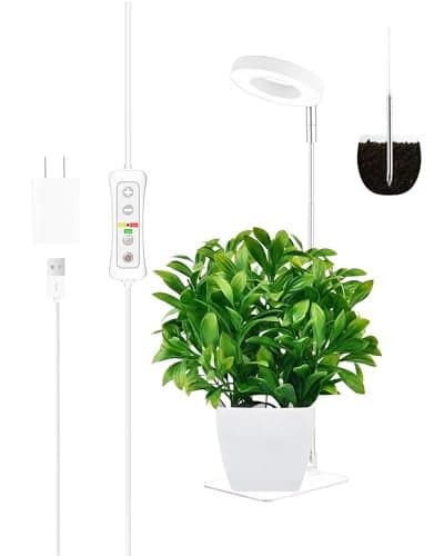yadoker Halo Plant Grow Light LED Growing Light with Base Full Spectrum for Indoor PlantsHeight Adjustable Automatic Timer 5V Low Safe VoltageIdea for Small Plants