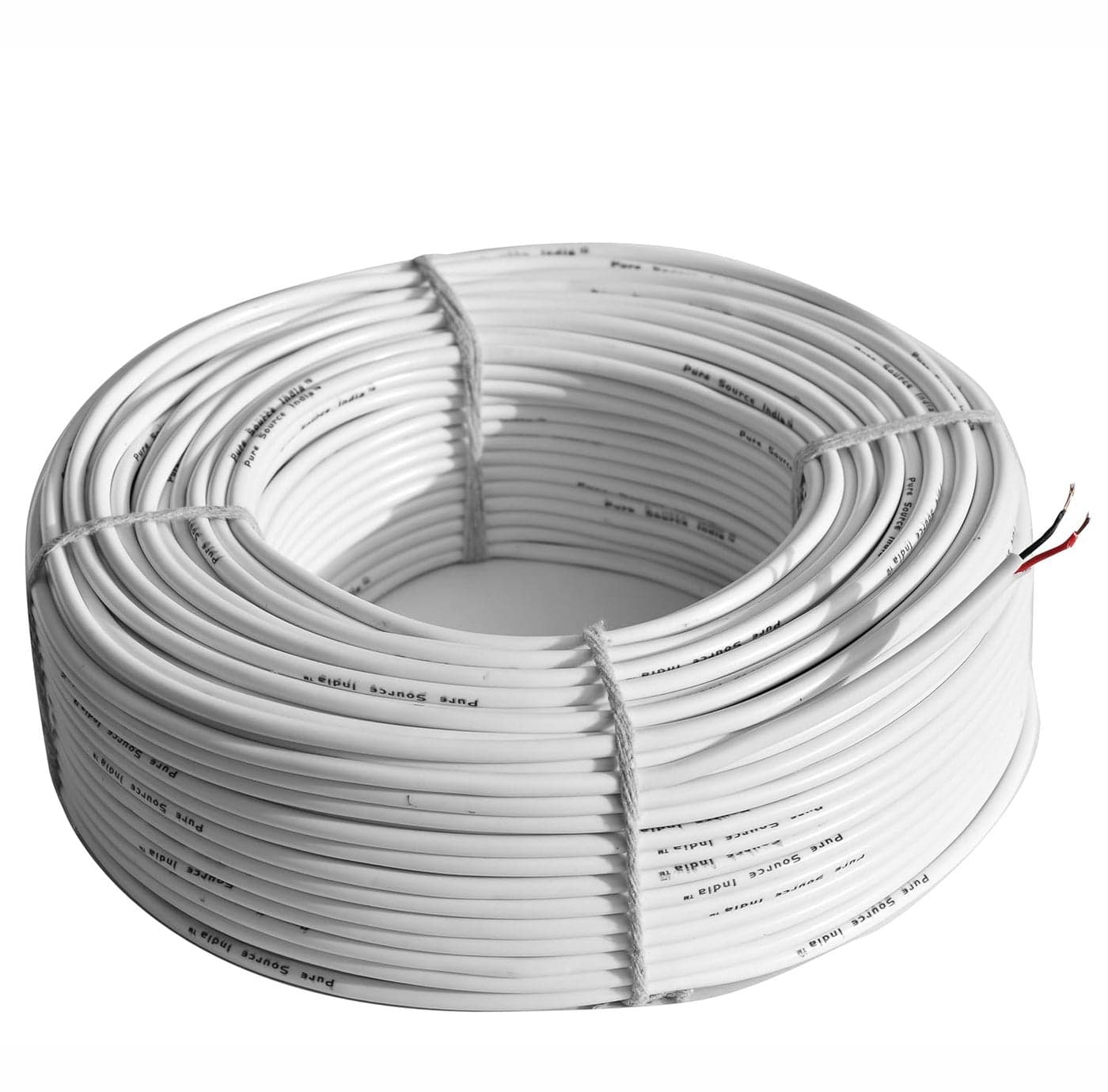 Pure Source India Flexible 025mm x 2 Core Round Copper Electrical Wire Load Capacity 2 Ampere 450 Watt White 15 MTR