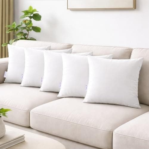 MY ARMOR Microfibre Cushion for Sofa | Set of 5 Soft & Fluffy Square Sofa Cushions | Decorative Sofa Pillows for Bed, Chair, Car & Living Room | Inner Cover Only | 16 x 16 inch