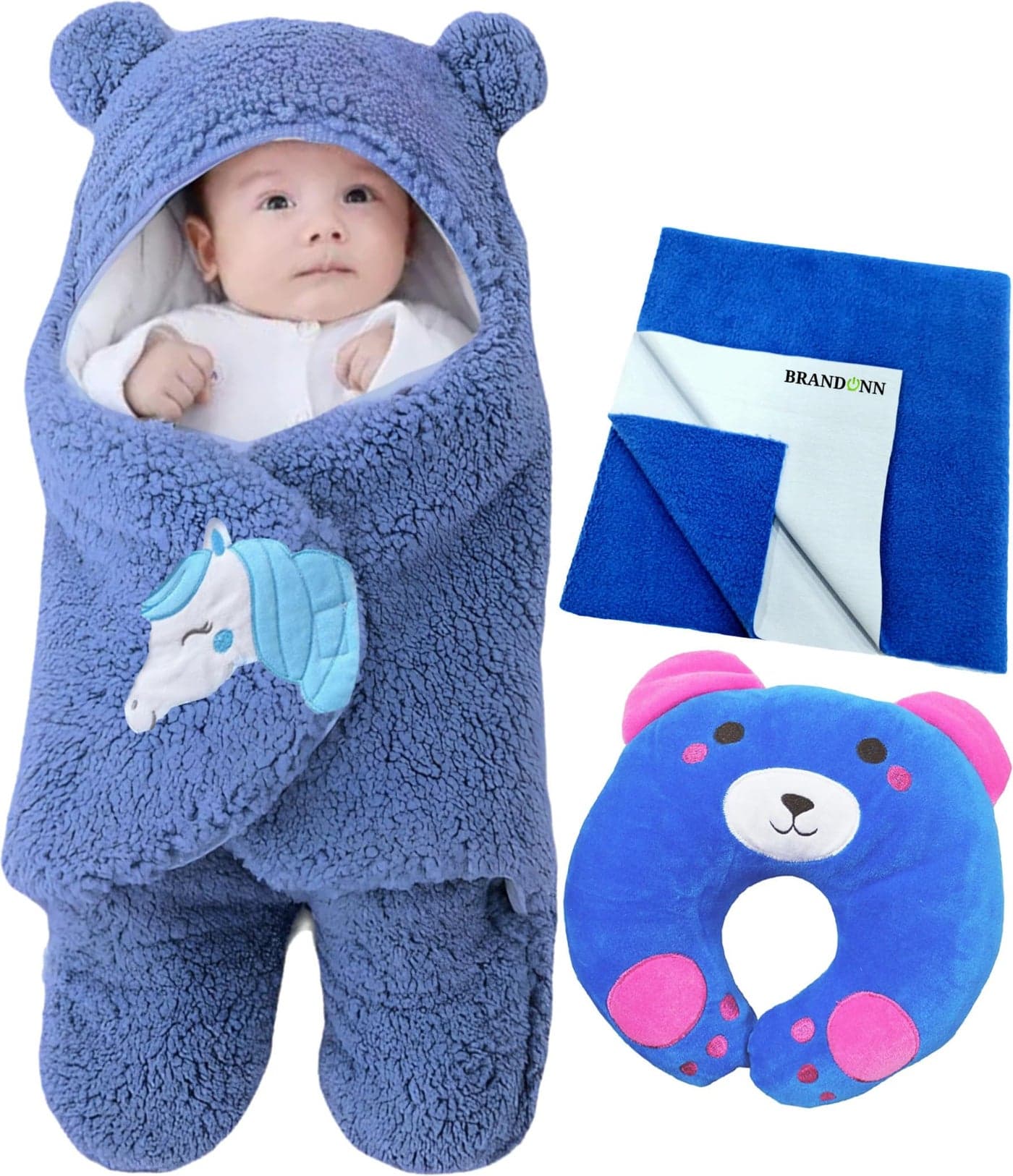 BRANDONN Baby Blanket Newborn Gift Pack of Swaddle Wrapper, 0-9 Months, Length 68 cm x Width 68 cm