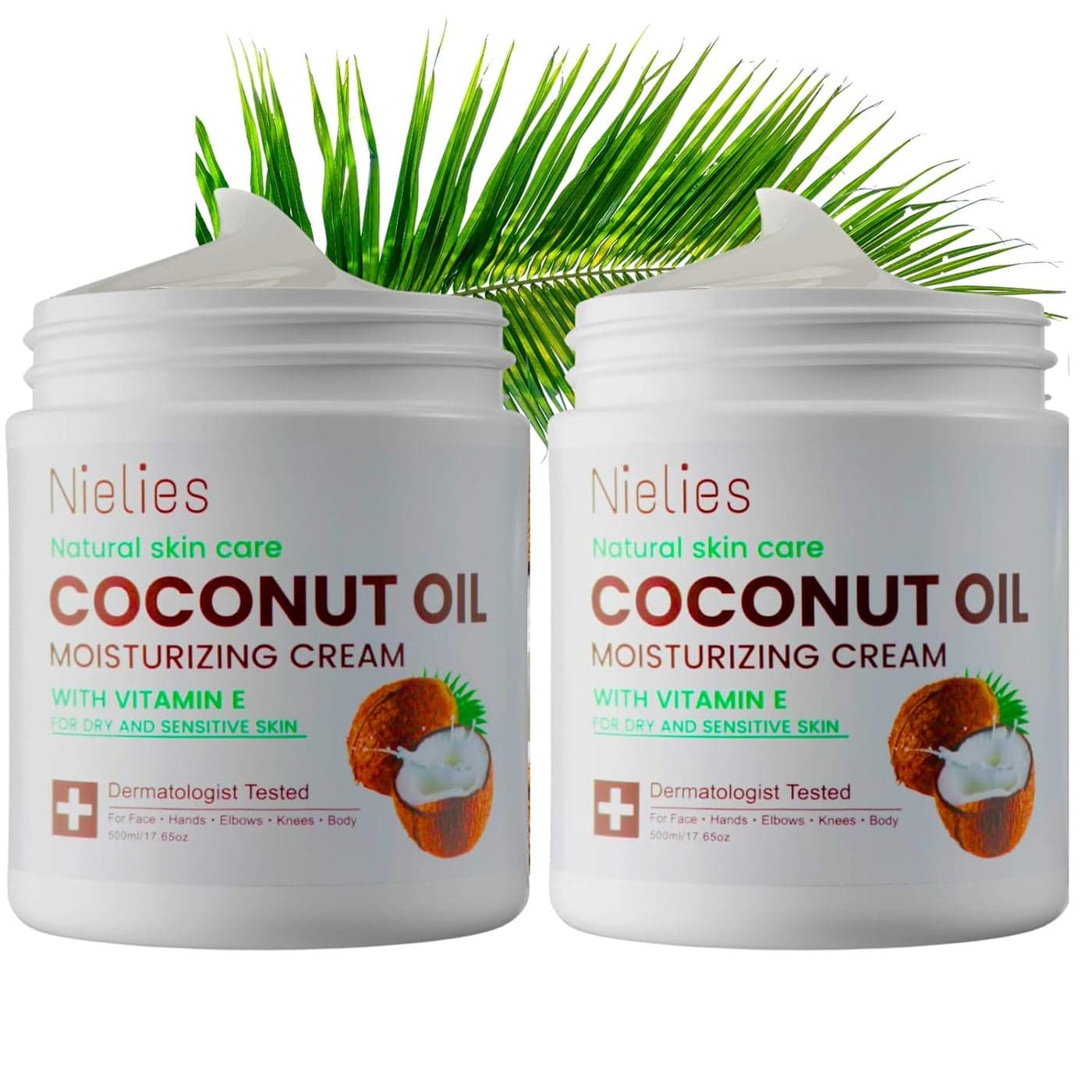2 Pcs X 500ML Coconut Oil CreamCoconut Oil Moisturizing Cream Coconut Oil Lotion for SkinFace Hands Hair Intense Hydration For Dry skin 2