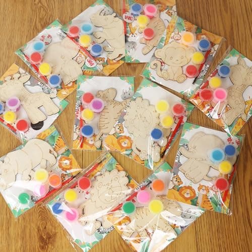 LARDUX Safari Party Favors 24PCS Animal Party Favors Painting Kit with Glow in The Dark Paint DIY Jungle Birthday Party Decorations Goodie Bag Stuffers for Kids