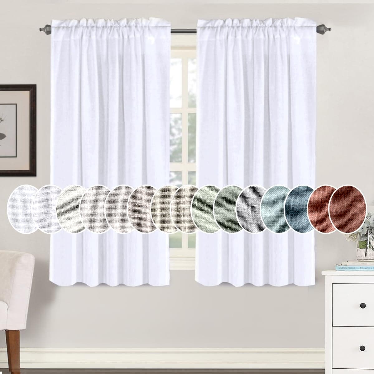 HVERSAILTEX Light Filtering Linen Textured Curtains for Living Room Window Treatment Natural Durable Privacy Added DraperiesDrapesPanelsTreatment Rod Pocket 2 Pack 52 x 54 Inch Angora