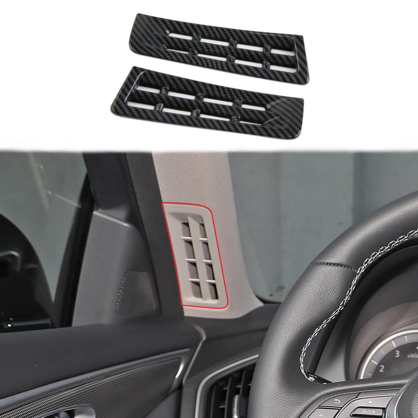 Carbon Fiber A-Pillar Vent Air Outle Cover Trim for Infiniti Q50 2014-2024 Q60 2017-2022
