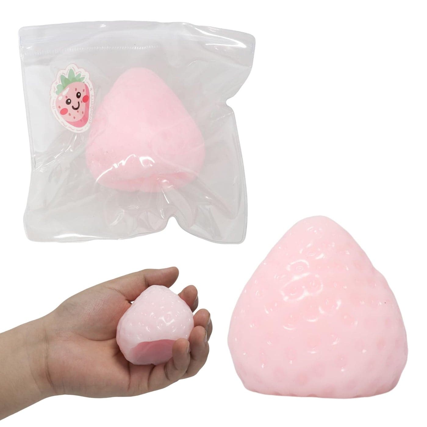 1pcs Squishy StrawberryCute Squeeze ToysKawaii Squishies PVC ToysStress Relieving Fur Ball OPP Packaging Gifts Fidget Toys for AnxietyRelaxation for Kids Adults 1pcs Pink