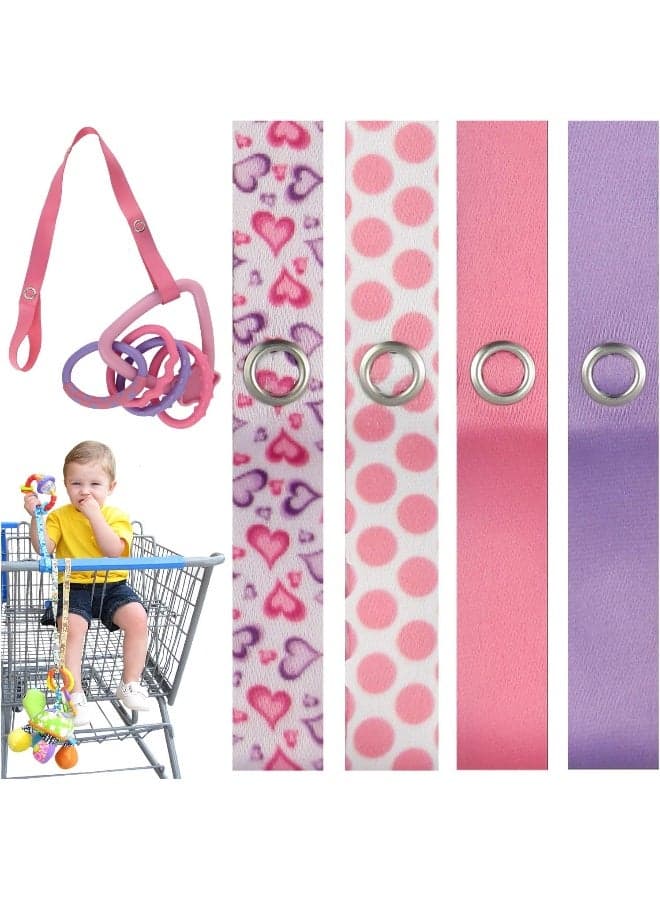 PBnJ baby Toy Saver Strap Holder Leash Secure Accessories Heart/Dot/Pink/Lavender - 4pc