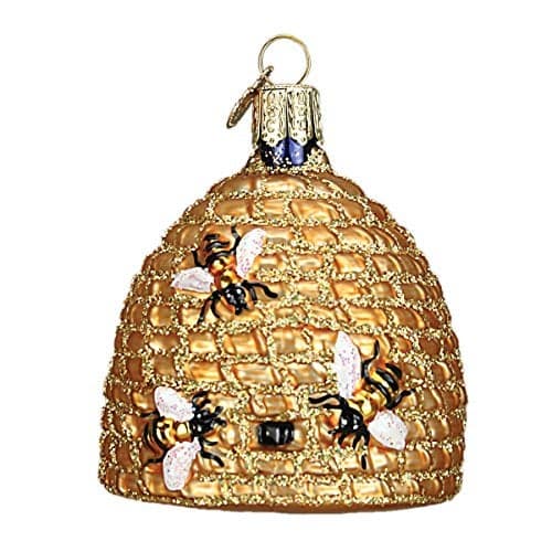 Old World Christmas Bee Collection Glass Blown Ornament for Christmas Tree Bee Skep