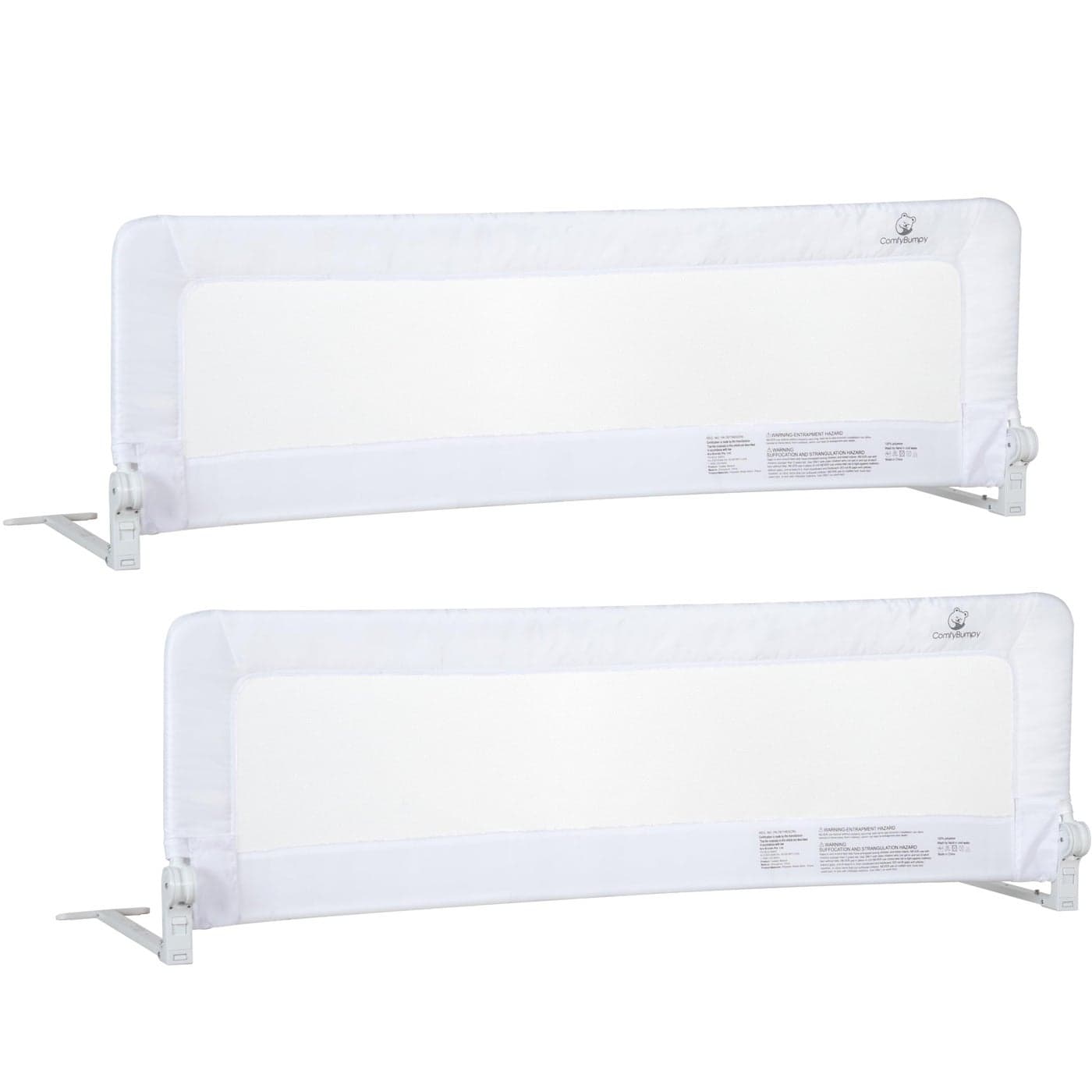 ComfyBumpy Long Toddler Bed Rails Baby Bed Rail Guard for Kids Twin Full King and Queen Beds Adjustable Bed Rail for Toddlers Baby Bed Side Bedrails White Long 555 x 195 Pack of 2