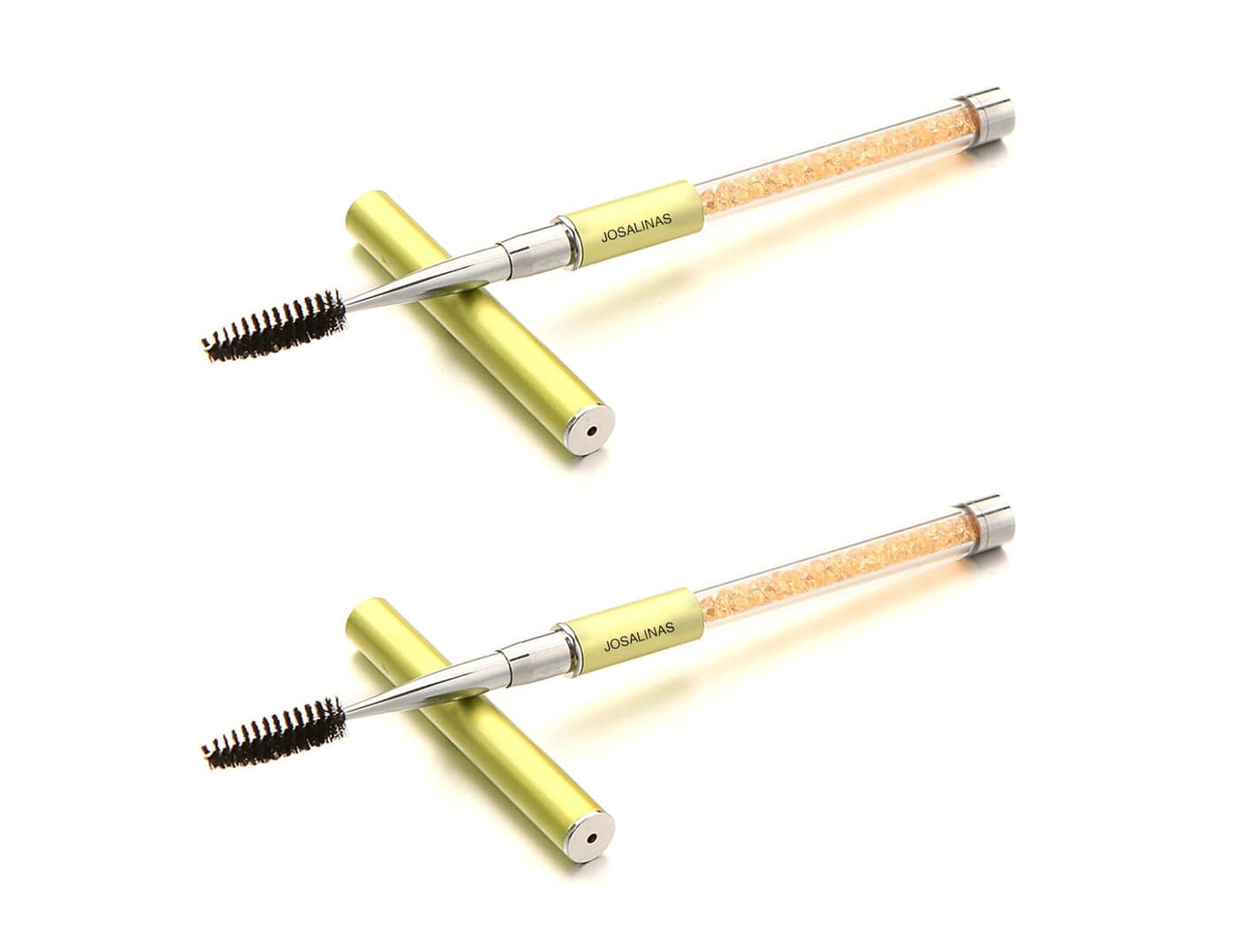 JOSALINAS 2PCS Mascara Brushes Eyebrow Eyelash Brushes Mascara Wands Applicators Eye Brushes Portable Cosmetic Brushes with Cap Eyelash Spoolies Brushes for Eyelash Extensions and Eyebrows Gold