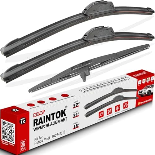 RAINTOK Windshield Wiper Blade Set Replacement for 2009-2015 Honda Pilot Original Equipment Replacement Front Rear Wiper Blades - 22"/21"/14" (Pack of 3)