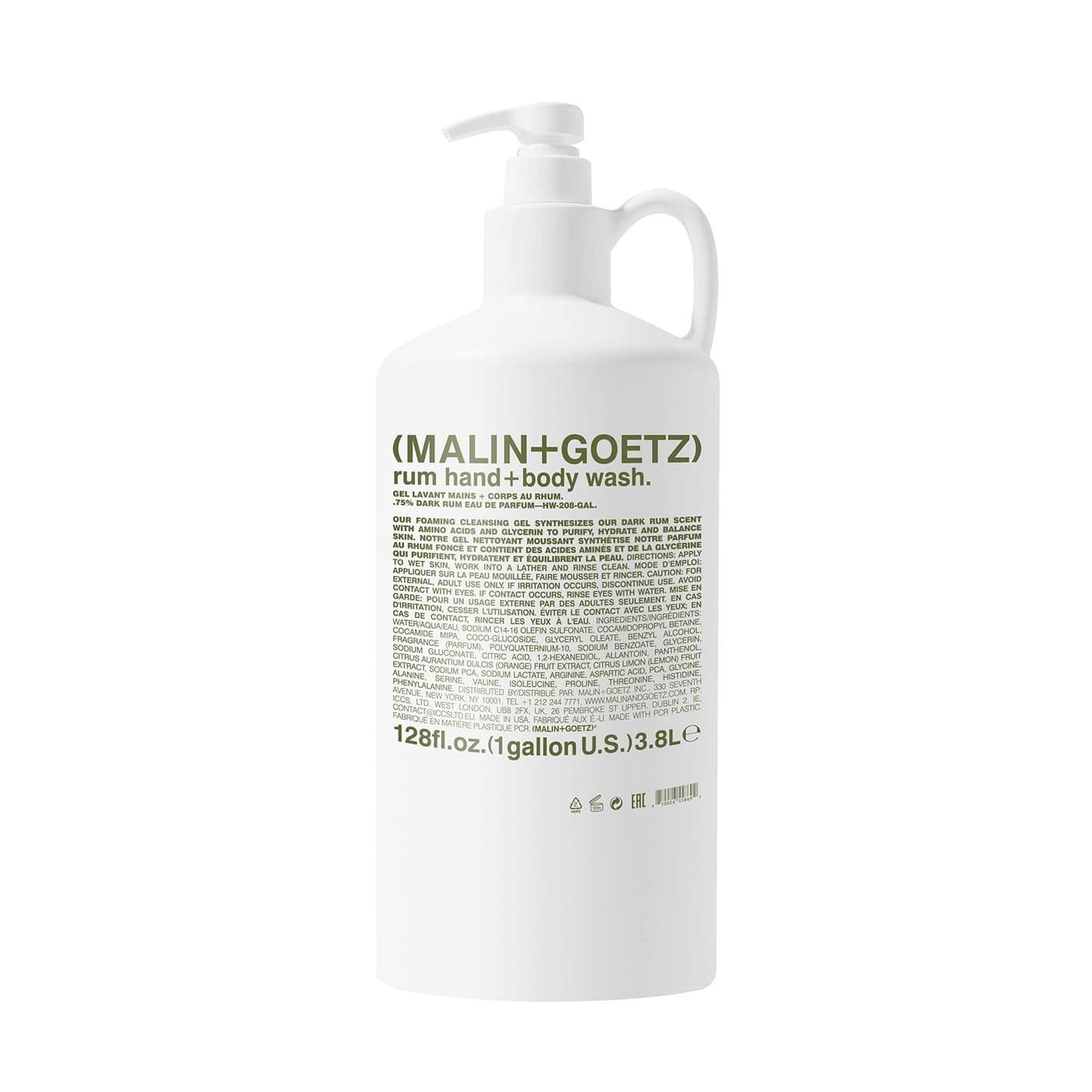 MALINGOETZ Hand Body Wash Gentle Foaming Cleanser with Botanical Extracts and Amino Acids Hydrating pHBalanced Unisex Scent Vegan CrueltyFree Rum 128 Fl Oz