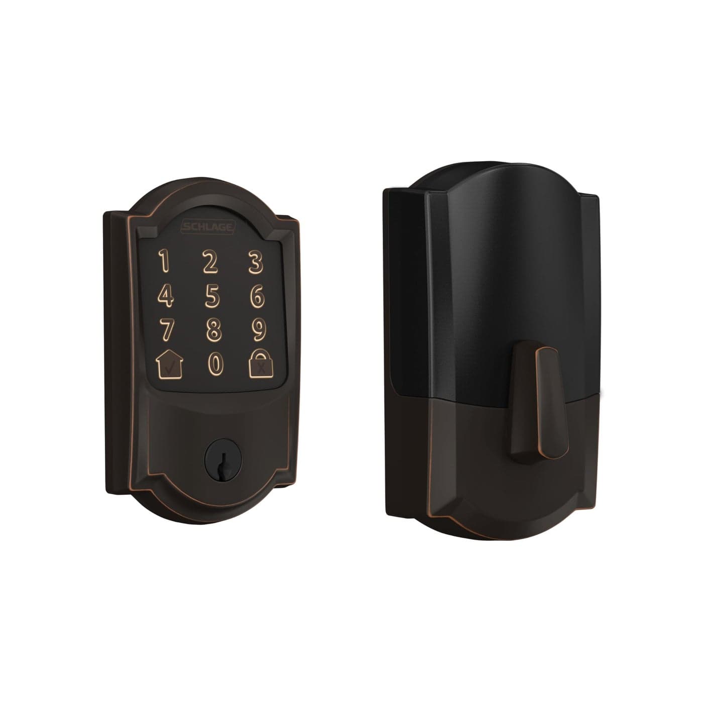 Schlage Encode Smart WiFi Deadbolt Lock for Front Door Keyless Entry with App or Touchscreen Works with Alexa Hey Google Airbnb Create Codes for Guests Aged Bronze
