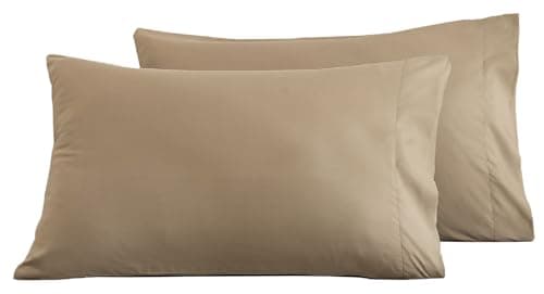 Microfiber Standard Bed Pillowcases 2 Pack, Super Soft Bed Pillow Covers Envelope Closure, Wrinkle, Fade and Stain Resistant, 20x26, Dark Beige