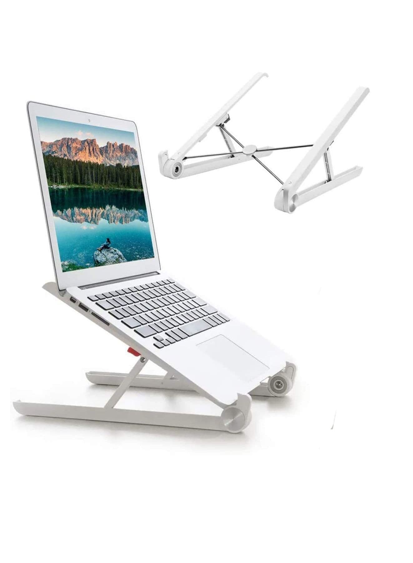 Laptop Stand Adjustable Height, Foldable Portable Ventilated Riser for Desk, Ergonomic Tray Universal Lightweight Retractable Computer Holder All Notebook Tablet