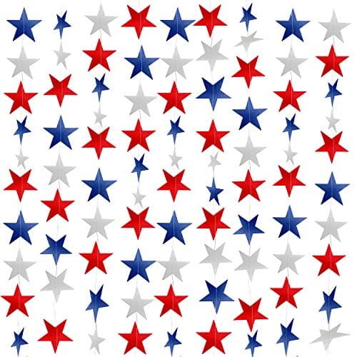 10 Pack 4th of July Decorations Red White and Blue Decorations130Ft330 250th Anniversary 4th of july garland Patriotic Star Streamers Banner Garland Hanging Independence Day Fourth July Memorial Day