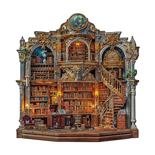AEEKDOOK Wooden Puzzles for Adults Gothic Revival Library Wood Puzzles Adult Unique Animal Shape Wooden Jigsaw Puzzles for Adults for Puzzle Lovers Family11 114in 200 Pieces