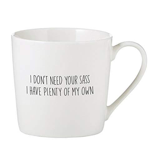 SB Design Studio SIPS Bone China Cafe Mug/Coffee Cup, 14-Ounce, Sass