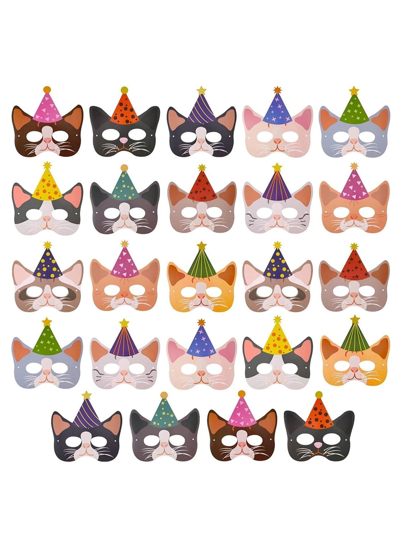 24 Pieces Cat Kitten Party Favor Masks Favors Kitty Theme Birthday Decoration for Kids Baby Shower Meow Supplies